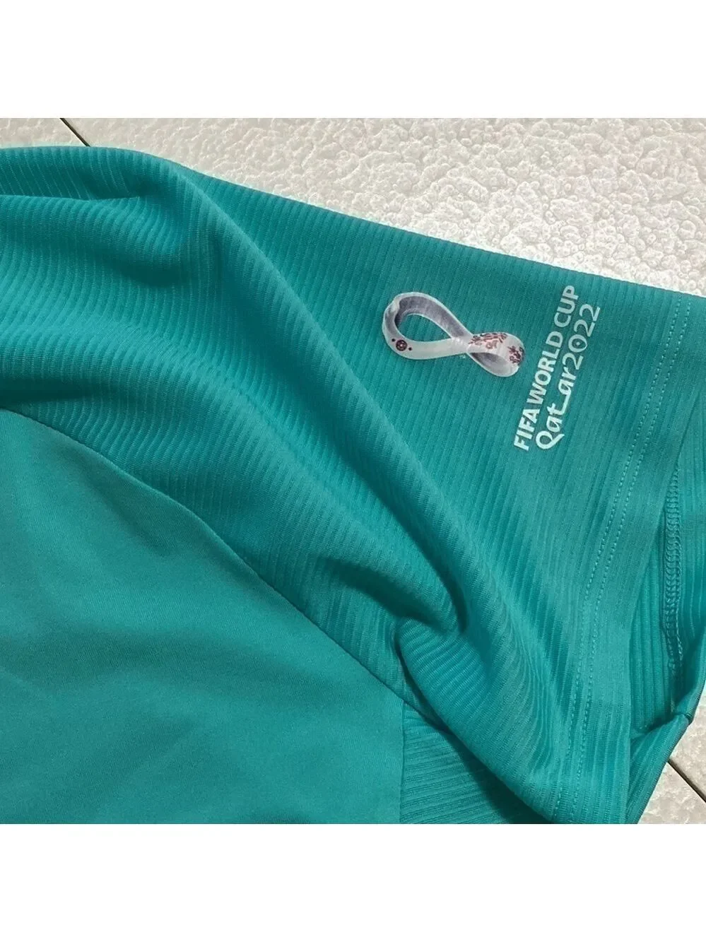 QUARTER-ZIP mock neck polo shirt turquoise FIFA world cup quatar 2022 - Picture 9 of 15